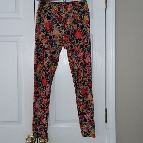 Lularoe bright color floral print super soft comfy leggings  One Size - Picture 1 of 7